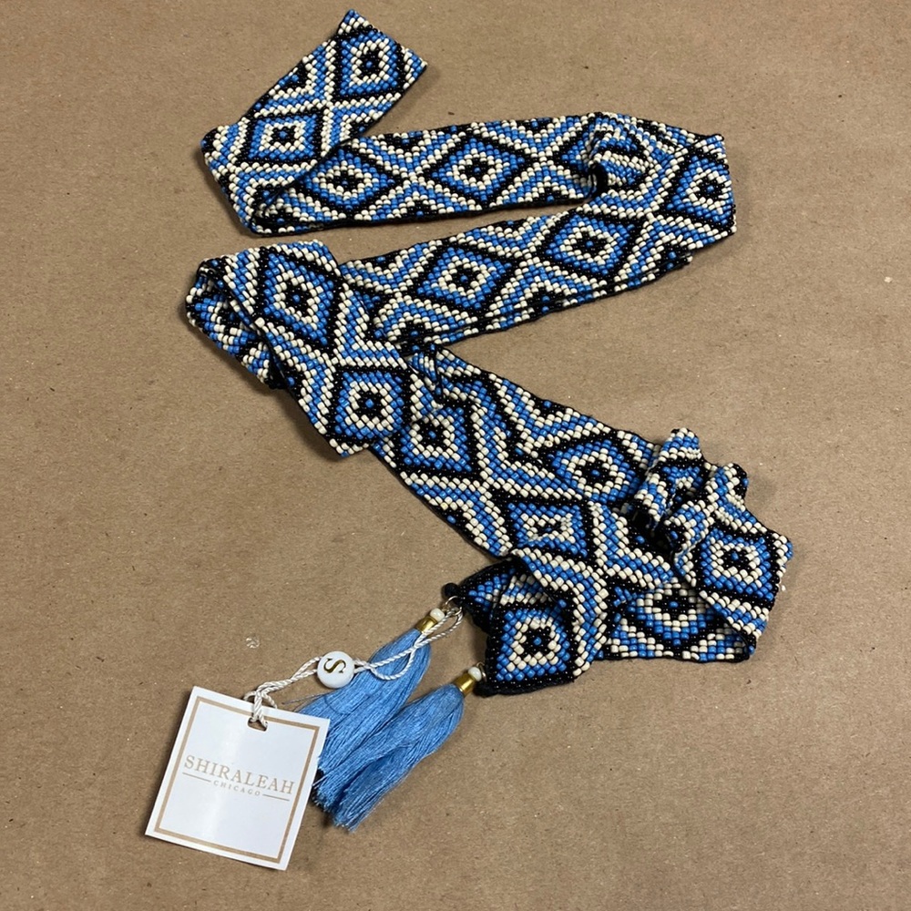NWT Shiraleah Black & Blue Beaded Pia Necktie